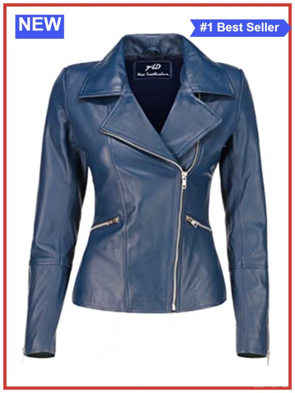 Asymmetrical Zip-Up Real Lambskin Leather Motorcycle Jacket Women Biker Moto